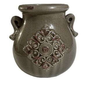 Decorative Ceramic Vase with Raised Medallion